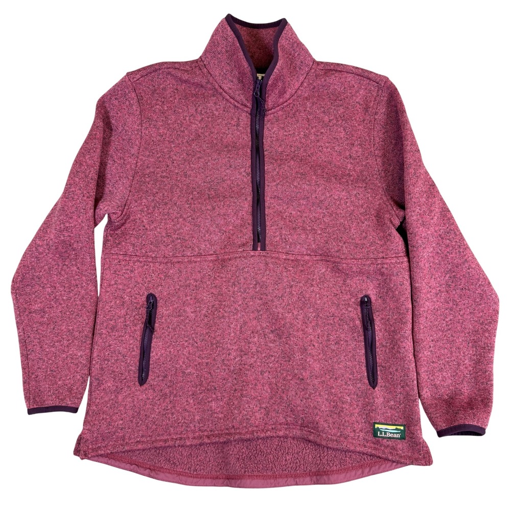 LL Bean Sweater Fleece Pullover Womens Small Pink Purple Half Zip 523260